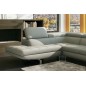 - Canapé d'angle en cuir italien 6 places BIRKIN, gris clair, angle gauche - Canapé d'angle en cuir italien 6 places BIRKIN, gris clair, angle gauche