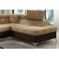 Canapé d'angle convertible - ERMAN - en tissu et simili 5 places, marron et chocolat, angle droit (vu de face)