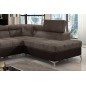 Canapé d'angle convertible - ERIKA - en tissu velours luxe 5 places, marron et chocolat, angle droit (vu de face) Canapé d'angle convertible - ERIKA - en tissu velours luxe 5 places, marron et chocolat, angle droit (vu de face)