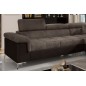 Canapé d'angle convertible - ERIKA - en tissu velours luxe 5 places, marron et chocolat, angle droit (vu de face) Canapé d'angle convertible - ERIKA - en tissu velours luxe 5 places, marron et chocolat, angle droit (vu de face)