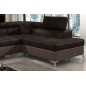 Canapé d'angle convertible - ERIKA - en tissu velours luxe 5 places, chocolat et marron, angle droit (vu de face) Canapé d'angle convertible - ERIKA - en tissu velours luxe 5 places, chocolat et marron, angle droit (vu de face)