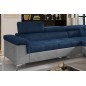Canapé d'angle convertible - ERIKA - en tissu velours luxe 5 places, bleu et gris, angle droit (vu de face) Canapé d'angle convertible - ERIKA - en tissu velours luxe 5 places, bleu et gris, angle droit (vu de face)
