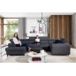 Canapé panoramique convertible - ESTEVE - en tissu prestige luxe gris, 7 places, partie sans accoudoir à gauche (vu de face)