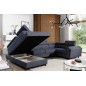 Canapé panoramique convertible - ESTEVE - en tissu prestige luxe gris, 7 places, partie sans accoudoir à gauche (vu de face)