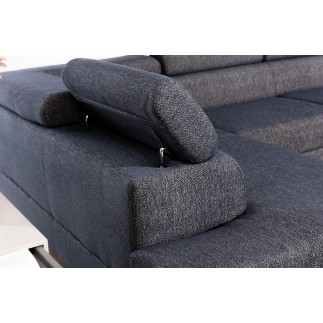 Canapé panoramique convertible - ESTEVE - en tissu prestige luxe gris, 7 places, partie sans accoudoir à gauche (vu de face)
