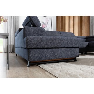 Canapé panoramique convertible - ESTEVE - en tissu prestige luxe gris, 7 places, partie sans accoudoir à gauche (vu de face)