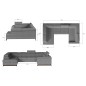 Canapé panoramique convertible - ESTEVE - en tissu prestige luxe gris, 7 places, partie sans accoudoir à gauche (vu de face)