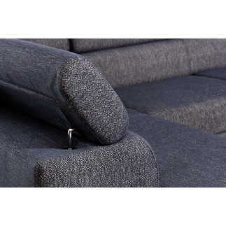 Canapé panoramique convertible - ESTEVE - en tissu prestige luxe gris, 7 places, partie sans accoudoir à gauche (vu de face)
