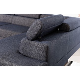 Canapé panoramique convertible, ESTEVE, en tissu prestige luxe gris, 7 places, partie sans accoudoir à droite (vu de face)