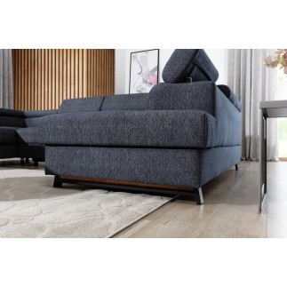Canapé panoramique convertible, ESTEVE, en tissu prestige luxe gris, 7 places, partie sans accoudoir à droite (vu de face)