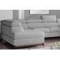 Canapé panoramique convertible - ESTEBAN - en tissu prestige luxe gris - 7 places, partie sans accoudoir à gauche (vu de face)