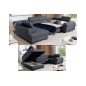 Canapé panoramique convertible - ESTEBAN - en tissu prestige luxe gris - 7 places, partie sans accoudoir à gauche (vu de face)