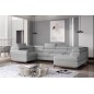 Canapé panoramique convertible - ESTEBAN - en tissu prestige luxe gris, 7 places, partie sans accoudoir à droite (vu de face)