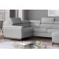Canapé panoramique convertible - ESTEBAN - en tissu prestige luxe gris, 7 places, partie sans accoudoir à droite (vu de face)