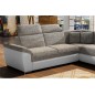 Canapé d'angle - convertible - FELIPE - en tissu beige et simili cuir blanc, 5/6 places, angle gauche Canapé d'angle - convertible - FELIPE - en tissu beige et simili cuir blanc, 5/6 places, angle gauche