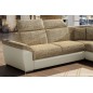 Canapé d'angle - convertible - FELIPE - en tissu beige et simili cuir écru, 5/6 places, angle gauche Canapé d'angle - convertible - FELIPE - en tissu beige et simili cuir écru, 5/6 places, angle gauche