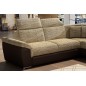 Canapé d'angle - convertible - FELIPE - en tissu beige et simili cuir chocolat, 5/6 places, angle gauche Canapé d'angle - convertible - FELIPE - en tissu beige et simili cuir chocolat, 5/6 places, angle gauche