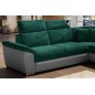 Canapé d'angle - convertible - FELIPE VELOURS - en tissu luxe vert et gris, 5/6 places, angle gauche Canapé d'angle - convertible - FELIPE VELOURS - en tissu luxe vert et gris, 5/6 places, angle gauche