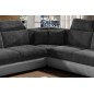Canapé d'angle - convertible - FELIPE VELOURS - en tissu luxe gris foncé et gris clair, 5/6 places, angle gauche Canapé d'angle - convertible - FELIPE VELOURS - en tissu luxe gris foncé et gris clair, 5/6 places, angle gauche
