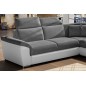 Canapé d'angle - convertible - FELIPE - en tissu gris et simili cuir blanc, 5/6 places, angle gauche Canapé d'angle - convertible - FELIPE - en tissu gris et simili cuir blanc, 5/6 places, angle gauche