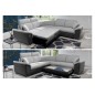 Canapé d'angle - convertible - FELIPE - en tissu gris et simili cuir blanc, 5/6 places, angle gauche Canapé d'angle - convertible - FELIPE - en tissu gris et simili cuir blanc, 5/6 places, angle gauche
