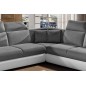 Canapé d'angle - convertible - FELIPE - en tissu gris et simili cuir blanc, 5/6 places, angle gauche Canapé d'angle - convertible - FELIPE - en tissu gris et simili cuir blanc, 5/6 places, angle gauche