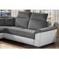 Canapé d'angle - convertible - FELIPE - en tissu gris et simili cuir blanc, 5/6 places, angle gauche Canapé d'angle - convertible - FELIPE - en tissu gris et simili cuir blanc, 5/6 places, angle gauche