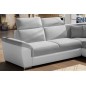 Canapé d'angle - convertible - FELIPE - en tissu gris clair et simili cuir blanc, 5/6 places, angle gauche Canapé d'angle - convertible - FELIPE - en tissu gris clair et simili cuir blanc, 5/6 places, angle gauche