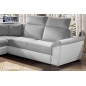 Canapé d'angle - convertible - FELIPE - en tissu gris clair et simili cuir blanc, 5/6 places, angle gauche Canapé d'angle - convertible - FELIPE - en tissu gris clair et simili cuir blanc, 5/6 places, angle gauche