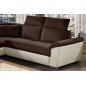 Canapé d'angle - convertible - FELIPE - en tissu chocolat et simili cuir écru, 5/6 places, angle gauche Canapé d'angle - convertible - FELIPE - en tissu chocolat et simili cuir écru, 5/6 places, angle gauche