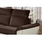 Canapé d'angle - convertible - FELIPE - en tissu chocolat et simili cuir écru, 5/6 places, angle gauche Canapé d'angle - convertible - FELIPE - en tissu chocolat et simili cuir écru, 5/6 places, angle gauche