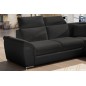 Canapé d'angle - convertible - FELIPE - en tissu noir et simili cuir noir, 5/6 places, angle gauche