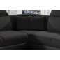 Canapé d'angle - convertible - FELIPE - en tissu noir et simili cuir noir, 5/6 places, angle gauche
