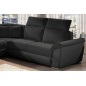 Canapé d'angle - convertible - FELIPE - en tissu noir et simili cuir noir, 5/6 places, angle gauche