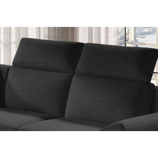 Canapé d'angle - convertible - FELIPE - en tissu noir et simili cuir noir, 5/6 places