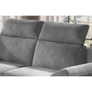 Canapé d'angle - convertible - FELIPE VELOURS - en tissu luxe gris clair et gris foncé, 5/6 places