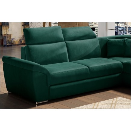 Canapé d'angle - convertible - FELIPE VELOURS - en tissu luxe vert, 5/6 places, angle gauche