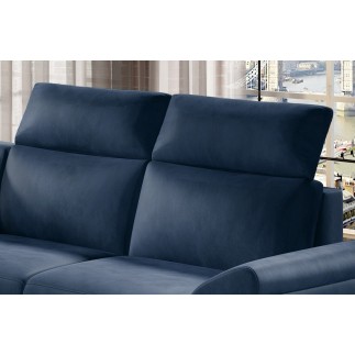 Canapé d'angle - convertible - FELIPE VELOURS - en tissu luxe bleu, 5/6 places