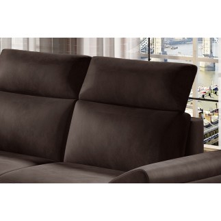 Canapé d'angle - convertible - FELIPE VELOURS - en tissu luxe chocolat, 5/6 places