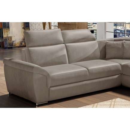 Canapé d'angle - convertible - FELIPE VELOURS - en tissu luxe beige, 5/6 places, angle gauche