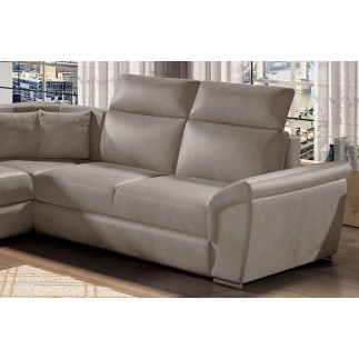 Canapé d'angle - convertible - FELIPE VELOURS - en tissu luxe beige, 5/6 places