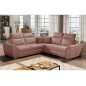 Canapé d'angle - convertible - FELIPE VELOURS - en tissu luxe rose pale, 5/6 places, angle gauche