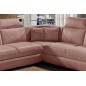 Canapé d'angle - convertible - FELIPE VELOURS - en tissu luxe rose pale, 5/6 places, angle gauche