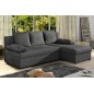 Canapé d'angle convertible - GILO - en tissu luxe 3/4 places, gris foncé, angle droit (vu de face)