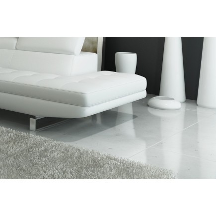 Canapé d'angle en cuir italien 6 places BIRKIN, gris foncé, angle droit