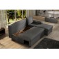Canapé d'angle convertible - GILO - en tissu luxe 3/4 places, gris foncé, angle droit (vu de face)