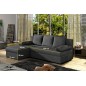 Canapé d'angle convertible - GILO - en tissu luxe 3/4 places - gris foncé, angle gauche (vu de face)