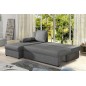 Canapé d'angle convertible - GILO - en tissu luxe 3/4 places, gris, angle gauche (vu de face)