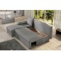 Canapé d'angle convertible - GILO - en tissu luxe 3/4 places, gris, angle gauche (vu de face)