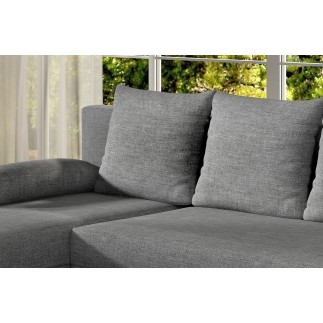 Canapé d'angle convertible - GILO - en tissu luxe 3/4 places, gris, angle gauche (vu de face)